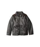 Urban Republic Kids Harry Faux Leather Biker Jacket Ribbed Shoulder (little Kids/big Kids) (dark Charcoal) Boy's Coat