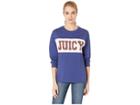 Juicy Couture Juicy Long Sleeve Color Block Graphic Tee (regal) Women's Clothing