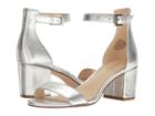 Nine West Fields Block Heel Sandal (silver Leather) Women's Shoes