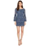 Laundry By Shelli Segal Lace Shift Dress With Bell Sleeves (midnight) Women's Dress