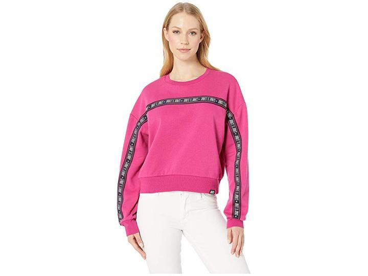 Juicy Couture Fleece Juicy Tape Pullover (pixel Pink) Women's Clothing