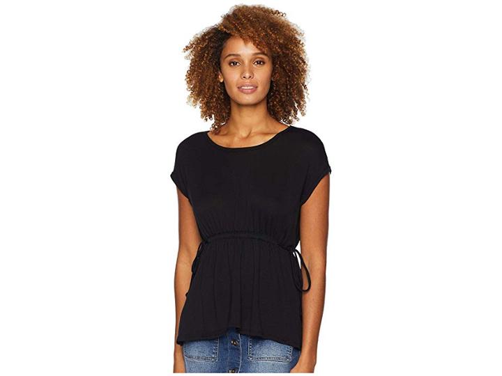 Bobeau Cinched Waist Lightweight French Terry (black) Women's Clothing