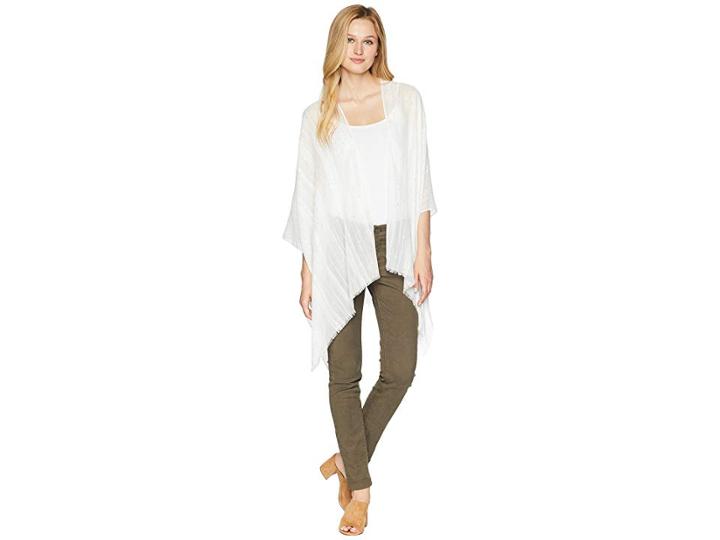 Calvin Klein Sequin Texture Shawl (eggshell) Women's Sweater