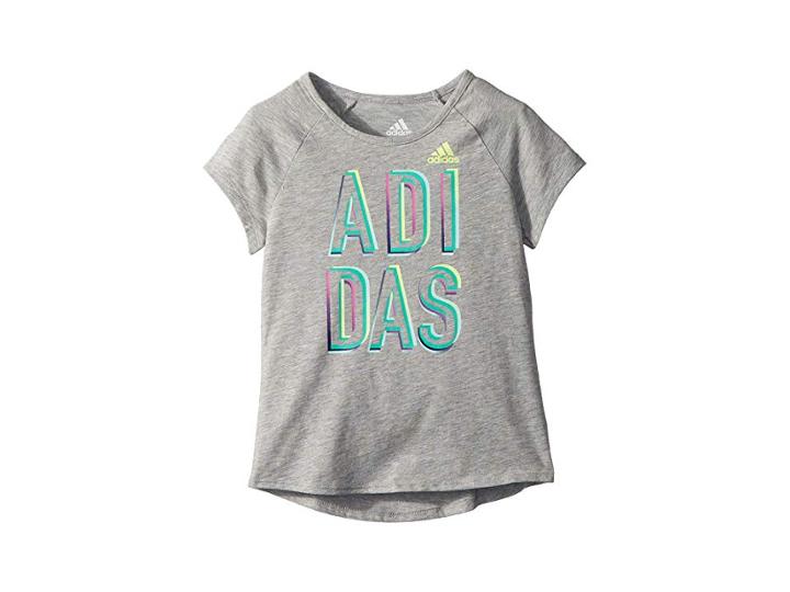 Adidas Kids Goals Raglan T-shirt (little Kids) (grey) Girl's T Shirt