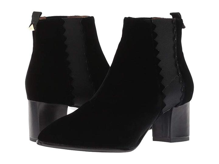 Emporio Armani Velvet Pull-on Ankle Boot (black) Women's Boots