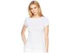 Lauren Ralph Lauren Rib Knit Short Sleeve Top (whisper Blue/soft White) Women's Short Sleeve Knit