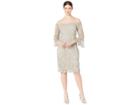 Marina Metallic Lace Off The Shoulder Sheath (taupe/silver) Women's Clothing