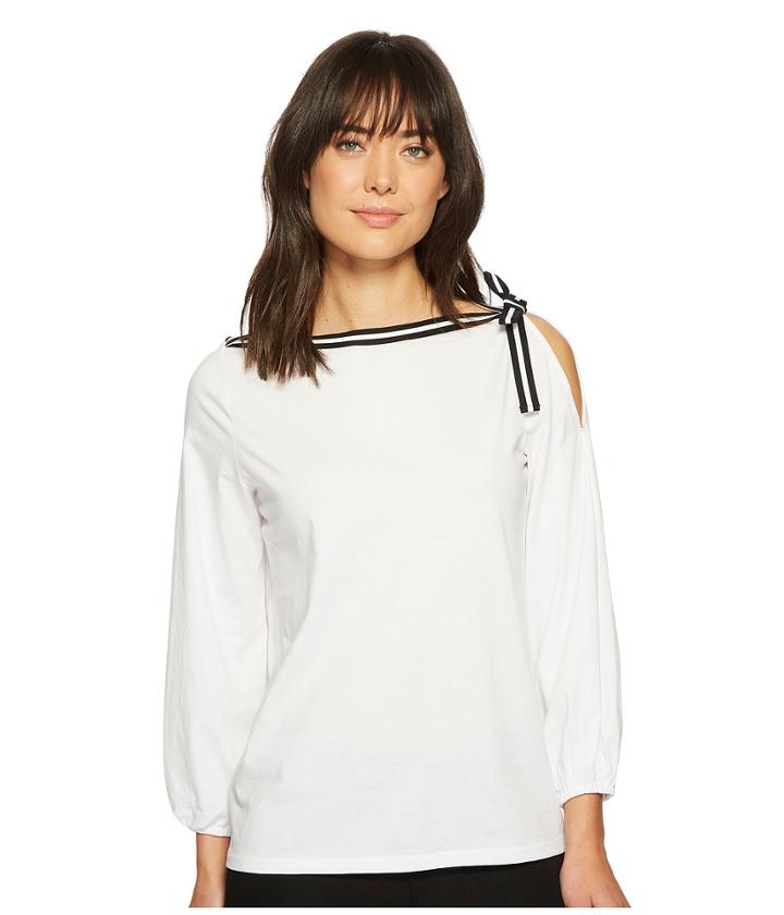 Lauren Ralph Lauren Shoulder-slit Cotton Top (white) Women's Clothing