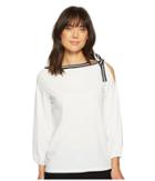 Lauren Ralph Lauren Shoulder-slit Cotton Top (white) Women's Clothing