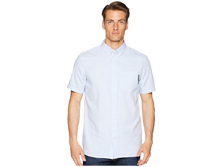 Dc Classic Oxford Light Short Sleeve Woven Top (light Blue) Men's Short Sleeve Pullover
