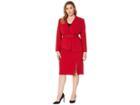 Tahari By Asl Plus Size Pebble Crepe Skirt Suit With Draped Jacket (red) Women's Suits Sets