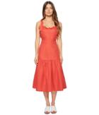 Rebecca Taylor Sleeveless Cotton Midi Dress (cerise) Women's Dress