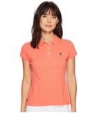 U.s. Polo Assn. Solid Pique Polo Shirt (coral Lily) Women's Clothing