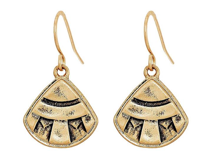 The Sak Etched Fan Drop Earrings (gold) Earring