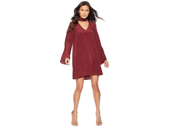 American Rose Brin Long Sleeve Keyhole Dress (wine) Women's Dress