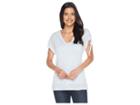 Two By Vince Camuto Drawstring Shoulder V-neck Linen Tee (dew Blue) Women's T Shirt