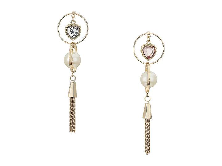 Betsey Johnson Pink Heart Orbital Non-matching Earrings (pink) Earring