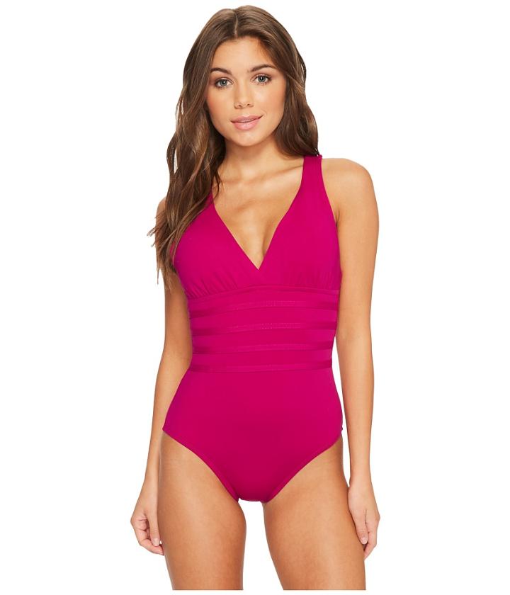 La Blanca Island Goddess Multi Strap Cross-back Mio One-piece (magenta) Women's Swimsuits One Piece