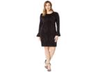 Michael Michael Kors Plus Size Bodycon Flounce Sleeve Dress (black/cordovan) Women's Dress