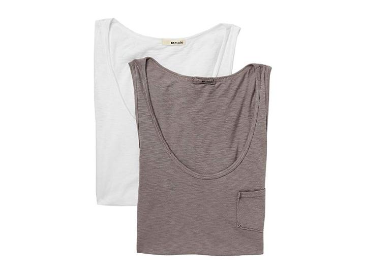 Lamade Boyfriend Tank Top 2-pack (white/cobblestone) Women's Sleeveless