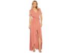 J.o.a. Tie Waist High-low Wrap Dress (dusty Pink) Women's Dress
