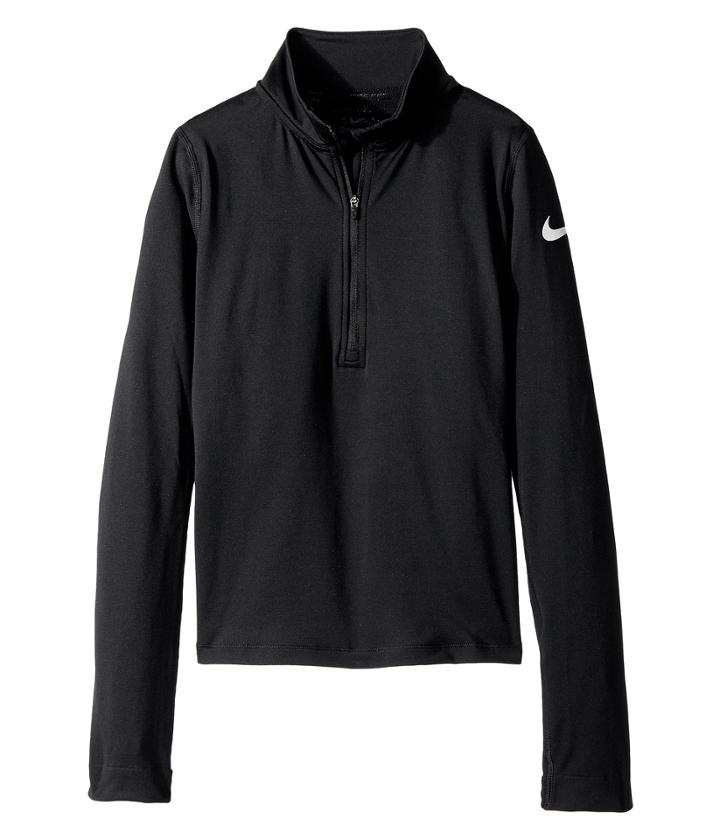 Nike Kids Pro Warm 1/2 Zip Top (little Kids/big Kids) (black/black/white) Girl's Clothing