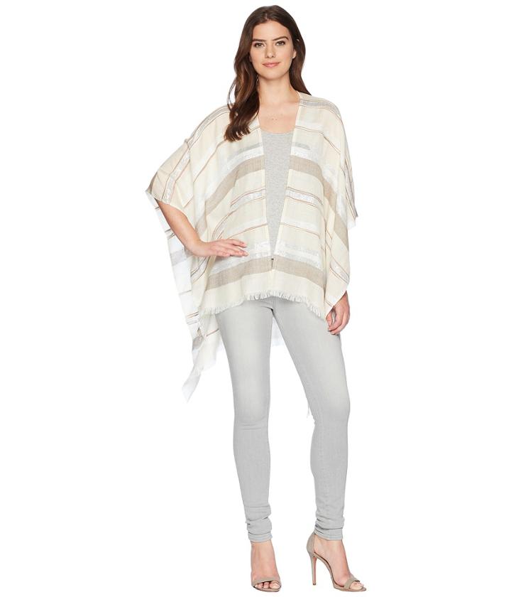 Echo Design Pacific Stripe Ruana Poncho (stone) Women's Clothing