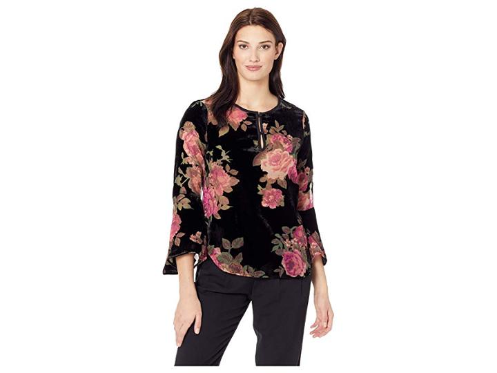 Karen Kane Floral Velvet Burnout Top (black) Women's Clothing