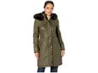 Lauren Ralph Lauren 3/4 Faux Leather Trim Quilt (olive) Women's Coat