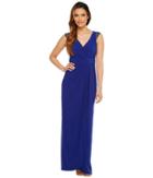 Adrianna Papell Wrap Front Jersey Gown (neptune) Women's Dress