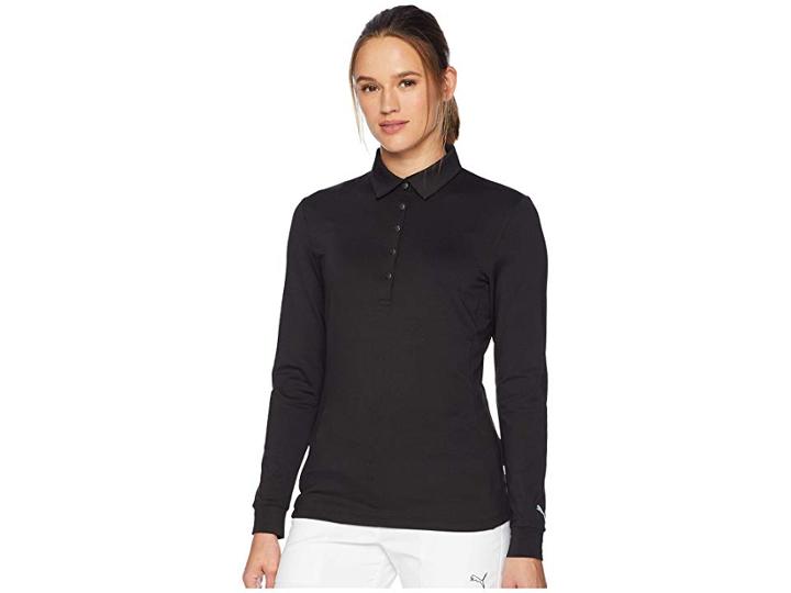Puma Golf Long Sleeve Polo (black) Women's Long Sleeve Pullover