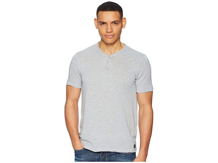 Lucky Brand Raw Edge Y-neck Henley Shirt (quary) Men's Clothing