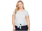 Lucky Brand Plus Size Shadow Stripe Tee (blue Multi) Women's T Shirt