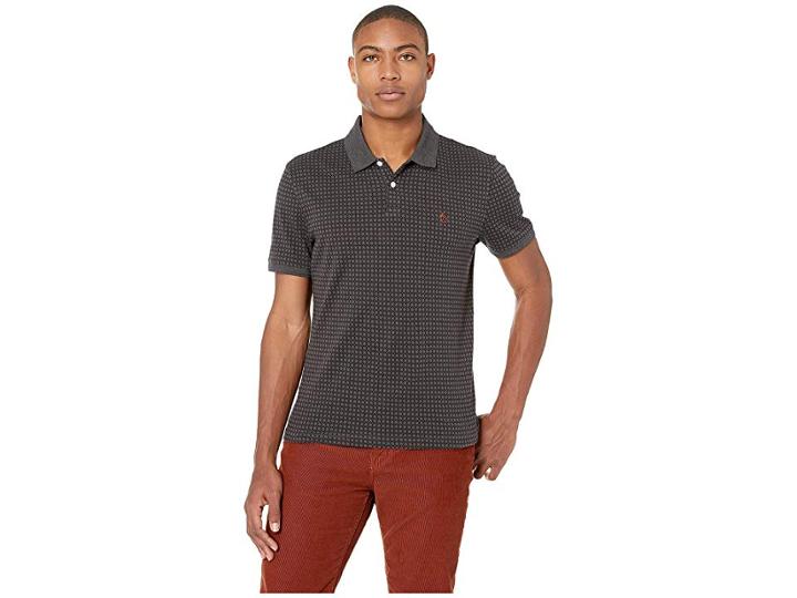 Original Penguin Short Sleeve All Over Jacquard Polo (true Black) Men's Short Sleeve Pullover
