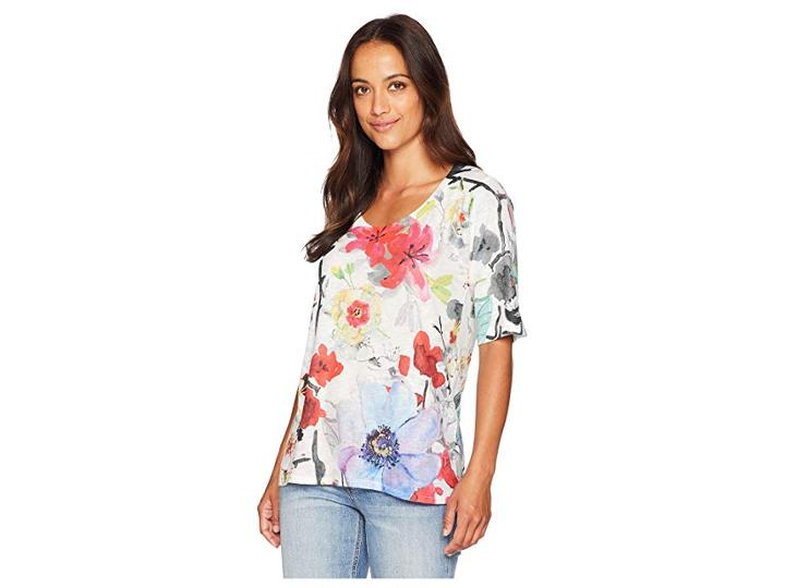Nally & Millie Short Sleeve Floral Print Top (multi) Women's Clothing