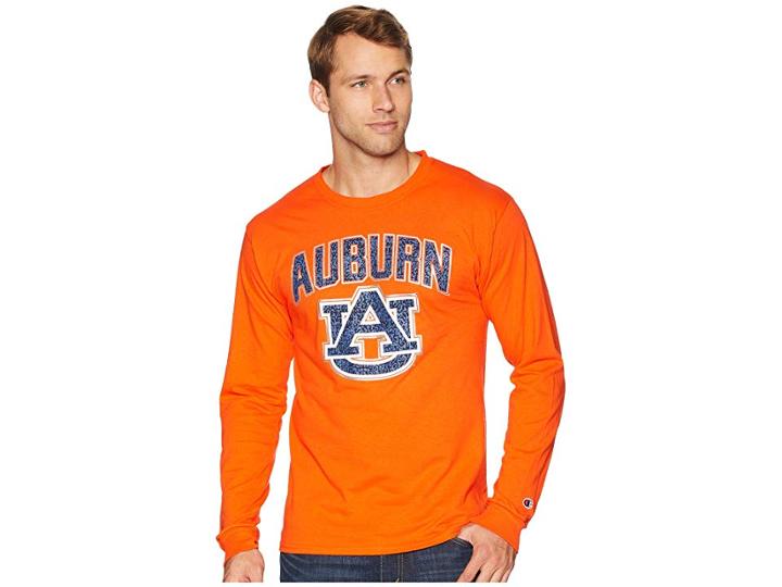Champion College Auburn Tigers Long Sleeve Jersey Tee (orange) Men's T Shirt
