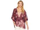 Bcbgeneration Plaid Floral Tie-waist Robe (plum) Women's Clothing