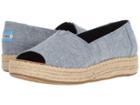 Toms Open Toe Platform Alpargata (blue Slub Chambray) Women's Toe Open Shoes