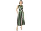 Eci Striped Neck Keyhole Wide-legged Jumpsuit With Self Tie (black/green) Women's Jumpsuit & Rompers One Piece