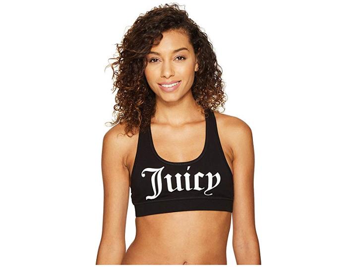 Juicy Couture Juicy Graphic Racerback Sport Top (pitch Black) Women's T Shirt