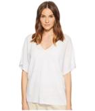 Eileen Fisher Deep V-neck Top (white) Women's Short Sleeve Pullover