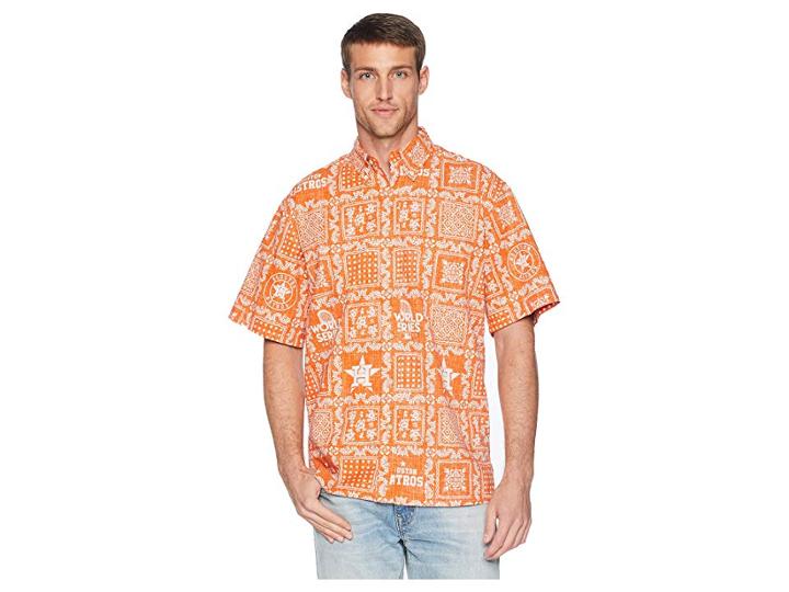 Reyn Spooner Houston Astros Original Lahaina Classic Fit Hawaiian Shirt (orange) Men's Clothing