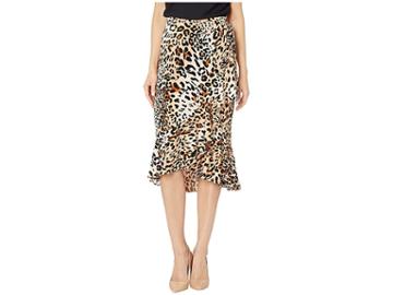 Eci Side Tie Leopard Print Ruffle Skirt (brown) Women's Skirt