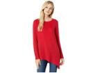 Calvin Klein Long Sleeve Asymmetrical Metallic Top (rouge) Women's Clothing