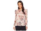Vince Camuto Specialty Size Petite Puff Shoulder Long Sleeve Timeless Blooms Floral Blouse (dune Lily) Women's Blouse