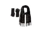 Calvin Klein Plaid Woven Scarf And Gloves Two-piece Set (black) Scarves