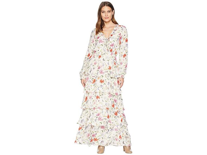 Hale Bob Floral Forever Printed Rayon Snake Maxi Dress (ivory) Women's Dress
