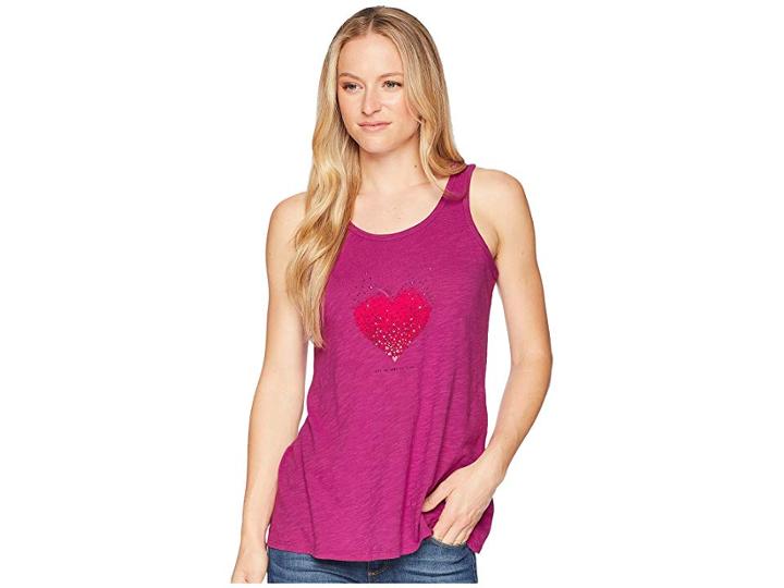Life Is Good Heart Love Breezy Tank Tee (sassy Magenta) Women's Sleeveless