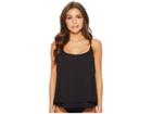 Michael Michael Kors Safari Solids Layed Tankini Top W/ Chain Detail Removable Soft Cups (black) Women's Swimwear