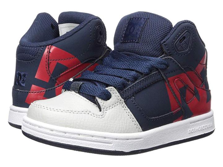 Dc Kids Pure High-top Sp (little Kid/big Kid) (navy/grey) Boys Shoes